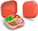 Organizador diário de comprimidos 4 Compartimentos, Caixa de comprimidos pequena portátil caso de pílulas de viagem, recipiente de pílulas mini para bolso de bolsa, Medicina de viagem compacta Organizador para vitamina, óleo de fígado de bacalhau, Suplemento (Pink)