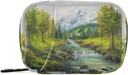 Pintura a óleo Spring Forest caixa de pílulas 7 dia caso saco de pílulas viagem saco organizador com zíper portátil caso semanal tamanho compacto para suporte de suplementos de vitamina