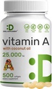 SUPPLEMENT DEAL Alta potência Vitamina A 25000 UI, 500 Óleo de coco Softgels □ Absorvido facilmente, Natural Peixe Fonte de óleo de fígado – Vitaminas para o olho, Imune, & Saúde da Pele – Fácil de engolir, Não-GMO