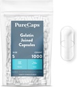 PureCaps EUA - Cápsulas de Gelatina Vazias Tamanho 5 o 1,000 comprimidos integrados Clear o Não-GMO Certified o SLS, Gluten, Preservative Free