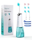 Sistema de irrigação nasal, máquina de lavagem nasal sem fio para alívio do nariz e cuidado nasal, pote elétrico Neti com 6 pontas e 40 pacotes de sal Kit de sistema de irrigação nasal Sinus Ringe para adultos e crianças