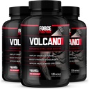FORCE FACTOR Vulcão Pré-treino Suplemento de reforço de óxido nítrico para homens com creatina e L-citrulina para ajudar a aumentar o óxido nítrico, energia, construir músculo e melhorar o fluxo de sangue, 120 contagem (Pacote de 3)