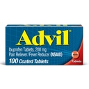 Advil Reliever Dor e Redutor de Febre, remédio de alívio da dor com Ibuprofeno 200mg para dor de cabeça, dor nas costas, dor menstrual e alívio da dor articular - 100 comprimidos revestidos