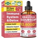 Graviola Soursop Leaf Extract Liquid - Soursop Bitters Líquido, Suporte Imune, Relaxar, Fígado e Dormir, Açúcar & Álcool-livre, Fórmula altamente absorvível, Morango sabor, 2 Fl Oz