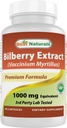 Melhor Naturals Bilberry Extract 1000mg Cápsula (Não-GMO) Suporta Visão Saudável, 90 Contagem