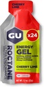 GU Energia Roctane Ultra Endurance Energia Gel, Vegan, Gluten-Free, Kosher, e Dairy-Free On-The-Go Sports Nutrition para Correr, Bicicleta, Caminhadas ou Esqui, 24-Count, Cal de cereja