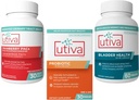 15% Bundle Utiva Cranberry PACs Suplemento para Saúde do Trato Urinário 30 Vegi Cápsula + Utiva Probiótico para Gut e Urinary Tract Saúde 30 Release tardia Vegi Cápsula + Utiva Bladder Saúde 60 Cápsula
