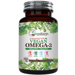 Vegan Omega 3 - Carrageenan livre planta baseada em algas DHA / EPA- 60 vegetais Softgels - Suporta cérebro, coração e saúde pré-natal - Suplementos de ácidos gordos essenciais