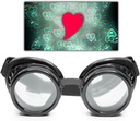 GloFX Black Heart Effect Difraction Goggles - Veja Corações - 3D Holographic Visuals Edm Rave Outfit Steampunk Costume Cosplay Music Festival Essential