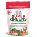 Fazendas País Super Greens Berry Flavor, 50 Super Alimentos Orgânicos, USDA Organic Drink Mix (Wheat Grass, Spirulina, chlorela) Cogumelos & Probióticos, com Fibra, Gut Health, Energia Natural, 30 Servings