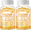 Pastilhas de zinco de magnésio de cálcio com vitamina D3 & K2 - Absorção reforçada de alta potência -120 gomas de laranja sabor
