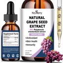 Extrato de semente de uva natural Drops-300 mg Extrato de semente de uva Suplemento Líquido - Tintura de semente de Vitis Vinifera de força máxima, padronizada em 95% de polifenóis, não-GMO, sem glúten (60ml)