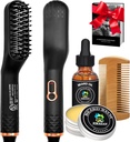 Barba endireitador w / beard óleo & bálsamo & guia e-livro, upgraded 3 em 1 cabelo endireitador escova barba endireitando comb, único meia recheadores presentes para homens ele pai marido aniversário presentes