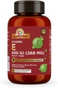 Cápsulas Vitamina E para Imune, Coração, Pele, & Antioxidante Saúde - 100% Vegan uma vez cápsulas diárias 90 Cápsulas de 400 UI (268 mg)