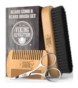 Conjunto de escova de barba e barba de revolução Viking para homens -- Escova de bristle de javali natural e dupla ação Pear Wood Pear Comb w / Velvet Travel Pouch - Ótimo para barbas e bigodes