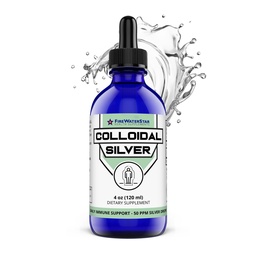 FWS Coloidal Silver, Liquid Silver Drops, 99,99% Pure Silver, 4 oz garrafa de vidro, 60 Servings (2 Mês de Fornecimento), 50 ppm, Concentrado para Servings Fácil e Convenient