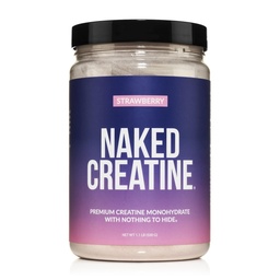 Creatina naked - Creatina com sabor de morango Mono-hidratada - Pó de morango real, Sem aditivos, Crescimento muscular, Vegan, Não-GMO, Sem glúten, Sem soja - 45 Servimentos