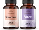 HERBAMAMA Spearmint e Kit Vitex - Pacote de 1000 mg Spearmint Leaf & Vitex Chasteberry Cápsulas - Vegan, Não-GMO, Gelatin-Free - 2 Pack