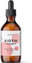 Pure Biotin Liquid Drops 10000mcg - Biotina (B7) Max. Força para cabelos, pele e unhas - Vitamina C (8mg) - Mulheres e homens - 60 dias de fornecimento / 2.0 Fl. (60ml)