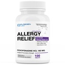 Puregen Labs Allergy Relief, Fexofenadina 180mg, 100 comprimidos – 24 horas anti-histamínico anti-histamínico Alergia Medicina para Nariz Runny, espirros, Comichão, Olhos Aguados - Made in USA