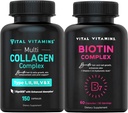 Pílulas Vitaminas Vitais Multi Colágeno + Pílulas Complexos de Biotina