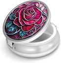 Caixa de Pílula-3 Compartimento Caixa de Pílula Pequena para bolsa e bolso Mini Titular de Pílula de Metal Container de viagem para segurar suplementos sem vitaminas BPA (Rose)