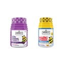 Zarbee's Kids Daily Imune Support & Kids Multivitamin + Probiótico Multipack, Imune Support Gummies com Elderberry, Vitamina C & Zinc, 42 ct, & Vitaminas para Crianças + Probiótico Gummies, 70 ct, 2 itens
