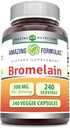 Fórmulas surpreendentes Bromelain 500mg 2400 GDU, Veggie Cápsulas □ Não-GMO □ Gluten Free □ Made in USA Ideal para Vegetarianos (240 Count)