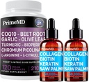Biotina de Colágeno Líquido (2pk) e Óxido Nítrico (1pk) Pacote Suplemento - Vitaminas Potentes para Cabelo, Pele, Unhas, Coração, Circulatório e Suporte Lipídico - Não-GMO, Vegan, Sem Glúten