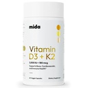 Mida Health® D3 K2 Vitamina 5000 UI com MK-7 □ Suplemento Natural para Osso, Coração e Imune Suporte