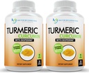 Suplemento de Curcumina Açafrão - 2250mg/d - Tampas Vegetais - 95% Curcuminóides com Extrato de Pimenta Preta (Bioperina) - 750mg Cápsulas - 100% Orgânica - mais poderoso Turmerico (Pacote de 2)
