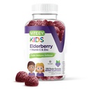 Viteey Sambucus Elderberry Gummies para crianças Suplementos de suporte imunológico com vitamina D3 & Vitamina C 3-1 Imune Booster - Vegetarian, Gelatina grátis, Gluten Free, GMO grátis - sabor Chewable Berry Flavored