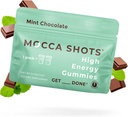 SGC Alta Concentração 100mg Cafeína por Gummy, 2 chicletes por embalagem, 12-Pack Mocca shots Chocolate de hortelã Nootropic Energia Instantânea Baseada em Plantas com Ginkgo biloba, Theobromine.