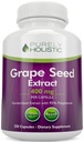 Puramente Holistic Grape Seed Extract 20.000mg - 250 Cápsulas Vegan - 8+ Mês de Fornecimento - Padrão para 95% Polifenóis - 400 mg por cápsula - Uva de força máxima - Não-GMO & Pesticida Grátis