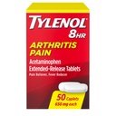 Tylenol 8 horas Artrite alívio da dor Extended-Release Comprimidos, 650 mg acetaminofeno, Relíbrio da dor articular & Medicina redutora da febre, Relíver da dor oral para artrite e dor articular, 50 contagem