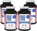 Yerba Prima bonés de fibra diária - 180 Cápsulas, (Pacote de 4) - Suplemento de fibra alimentar solúvel e insolúvel - Colon Cleanse - Gut Health - Vegan, Não-GMO, Sem glúten