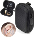 Caso protetor projetado para aparelho auditivo, amplificador auditivo, amplificador de som pessoal, dispositivo auditivo, dispositivo auditivo, caixa de mini forte com bolso de malha, design universal (Ballistic Black)