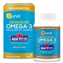 Qunol Advanced Omega 3 Krill and Fish Oil Complex, 10x melhor biodisponibilidade, uma dose de comprimido, 250mg EPA & DHA, Suporta cérebro, olho, coração e saúde conjunta, 90 contagem (Pacote de 1)