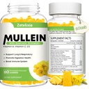 Pastilhas de mullein para pulmões limpos, 10 em 1 Extrato de folha de mullein para pulmões, gomas de mullein quercetin para limpeza do pulmão, respiração, imune, sabor de abacaxi, 120 contagem