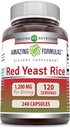 Fórmulas surpreendentes Vermelho Levedura Arroz 1200mg Por Servindo 240 Cápsulas Suplemento □ Não-GMO □ Gluten Free □ Made in USA