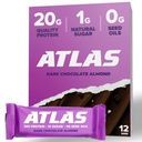 Atlas Bar – 20g Proteína, 1g Açúcar, 0g Óleos de Sementes, 0g Adoçantes Artificiais (Amêndoa de Chocolate Escuro, 12 Count)