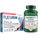 Produtos de pureza Fórmula conjunta Flexuron + Ultimate HA Flexuron (Óleo de Krill, Ácido Hialurônico de Baixo Peso Molecular, Astaxantina) - Ultimate H.A. (Colagénio BioCell, Quercetina, Ácido Hialurônico + Mais)