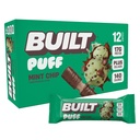 Bar construído, Puff Protein Bars, Mint Chip Puff, 17g Snacks Protein, On-the-Go Bars, Apenas 140 calorias, 6g Açúcar, Colágeno, Gluten Free, 12 Contagem