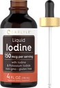 Carlyle Liquid Iodine Drops 4 fl oz 150 mcg Iodine & Potássio Iodeto Supplement □ Tintura Líquida Vegetariana