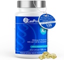 CanPrev K2 120mcg com óleo de coco orgânico, 120 Softgels 120 dias de fornecimento - Absorção melhorada para Optimal Bone e suporte de dentes, Vitamina K2 de alta potência para manter ossos fortes e dentes