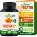 ForestLeaf Quercetin com Bromelain 1350mg - Mistura com Vitamina C & Stinging Nettle Supplement, Quercetin 500mg Cápsulas, Sem Glúteo de GMO, Imune Natural & Função Respiratória, 90 Tampas Veggie