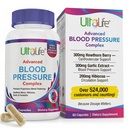 ULTALIFE Suplementos de Pressão Arterial - Complexo de Suplemento de Pressão Arterial - Hawthorn Berry, Hibiscus, Alho, Forskolin - 14 Vitaminas & Herbs, 30 dias de fornecimento em cápsulas vegetativas