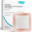 Dimora Silicone Super Absorbent Wound Dressings - Bandagens de adesivo suave com polímero de ultrasorbo, almofadas de cuidado de ferida de exsudato pesado 6"X 6" 10 embalagens