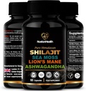 Shilajit, Sea Moss, Mane do leão, e Ashwagandha Cápsulas - Suplemento abrangente Tudo-em-Um Bem-Estar para mente, corpo e vitalidade - 60 Cápsulas Vegan